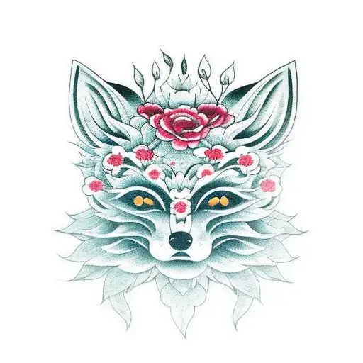Fox Mask And Flowers