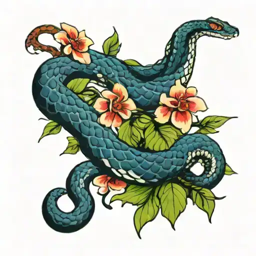 Snake With Flowers