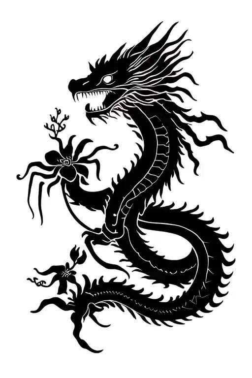 Spider Lily And Chinese Dragon Wrapped