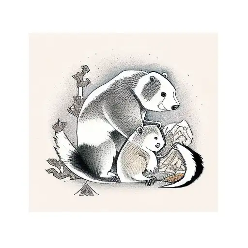 A Bear And A Squirrel Together