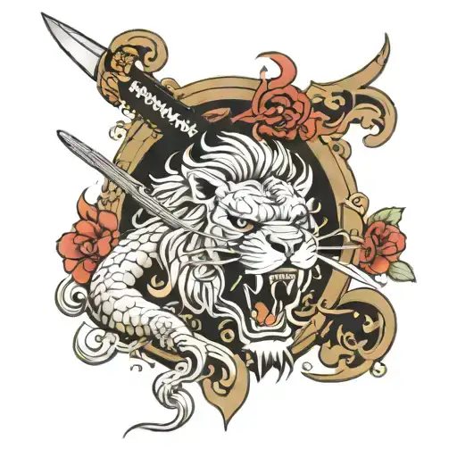 Sword And Lion Roaring