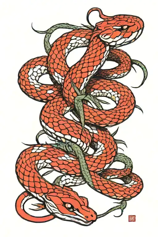 Snake With Lycoris Japan