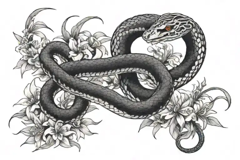 Snake With Lycoris Japan Sleeve