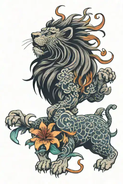 Lion And Lily Flower