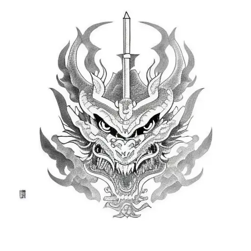 Dragon With Samurai Mask