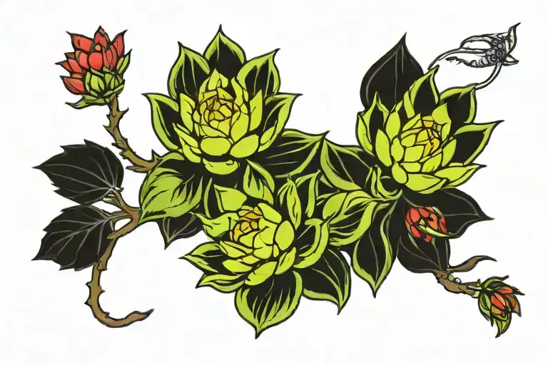 A Succulent Plant Growing And Cadeceus Staff