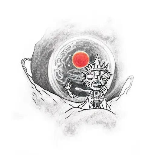 Guts From Berserk With Rick And Morty During The Eclipse