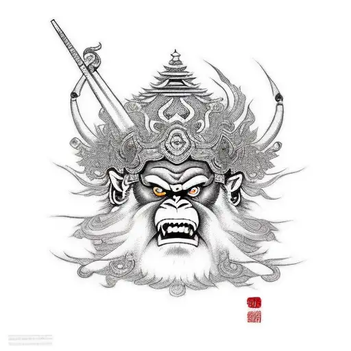 Angry Monkey King Full Body With Staff