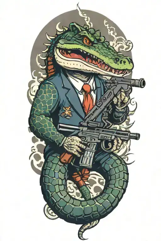 Alligator With A Machine Gun