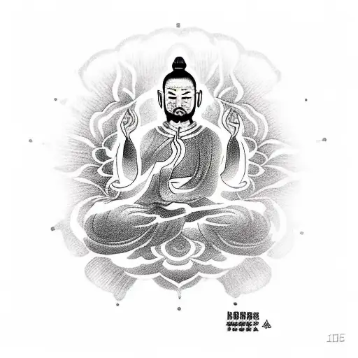 Monk In Lotus Pose On Fire