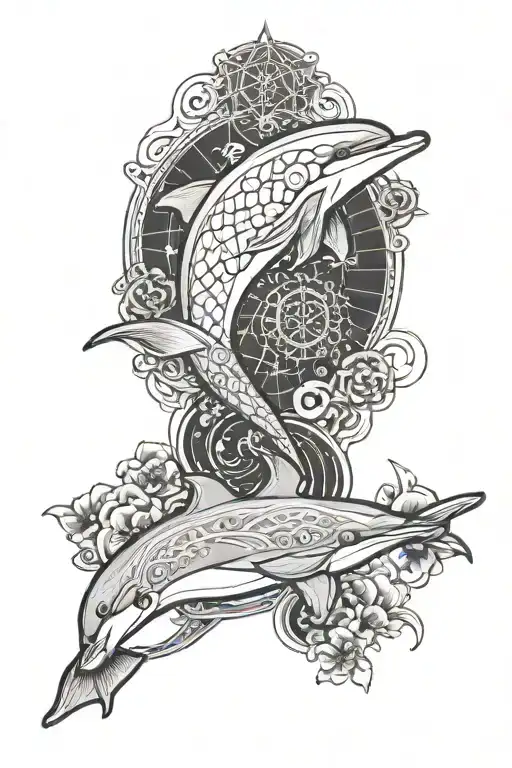 Dolphin Whit Metatron Sacred Geometry
