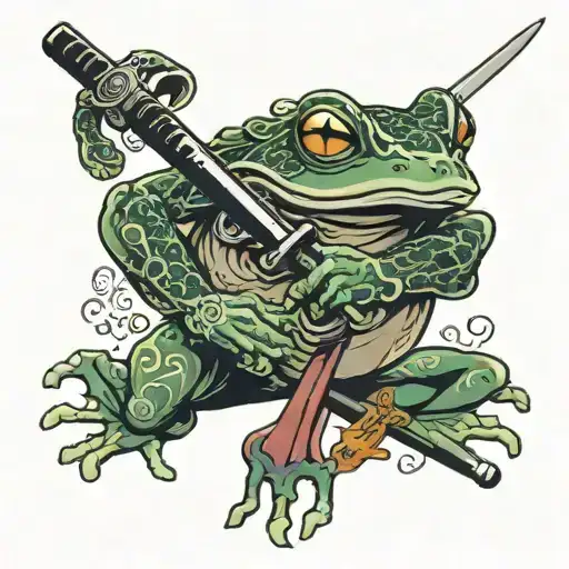 Frog With Katana Sword Tattoo