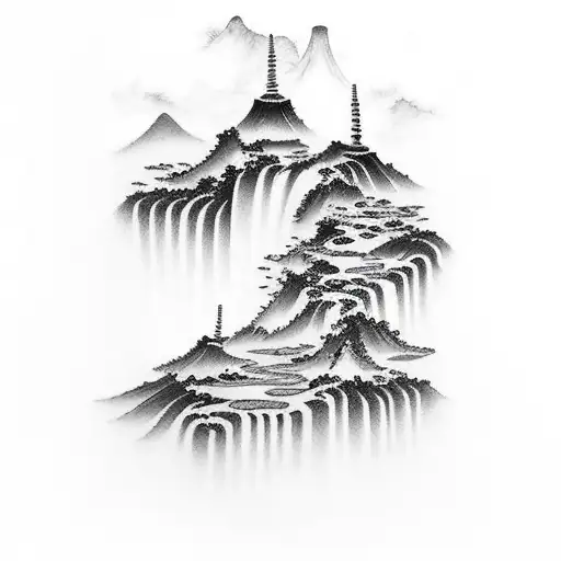 Vertical Waterfall Landscape