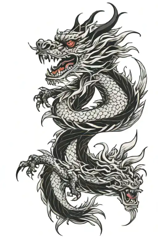 Japanese Dragon Intertwined