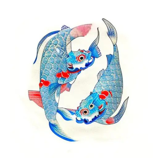 Blue Koi Fish In Forearm