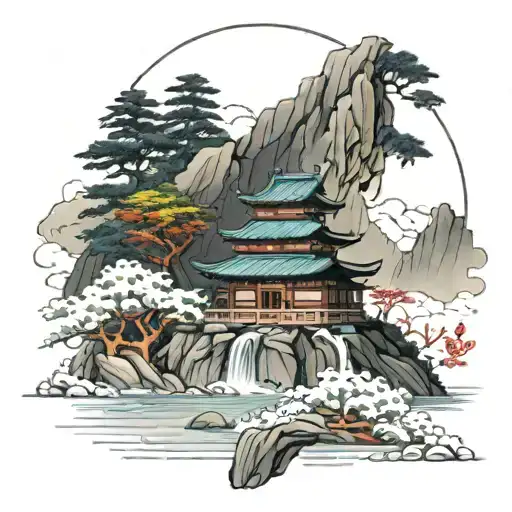 Landscape Mountain Temple Water