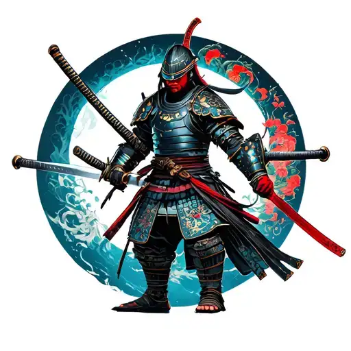 Cyberpunk Samurai With Katana Full Body Armor