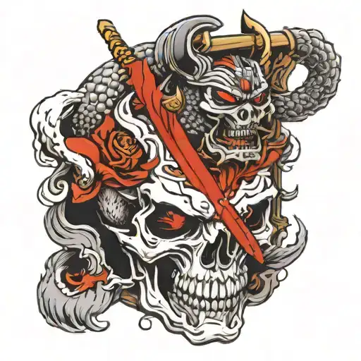Skull Samurai Wolf Tample