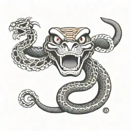 Snake With A Samurai Mask