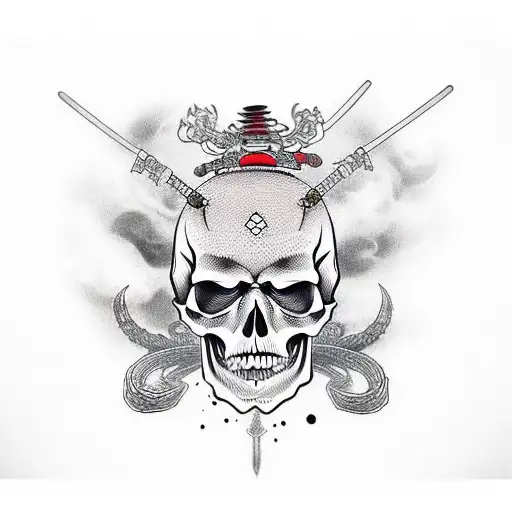 Skull With Samurai Sword