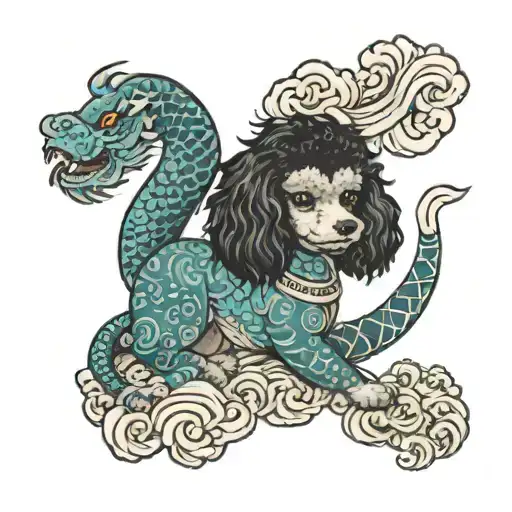 Toy Poodle With Dragon And Carp