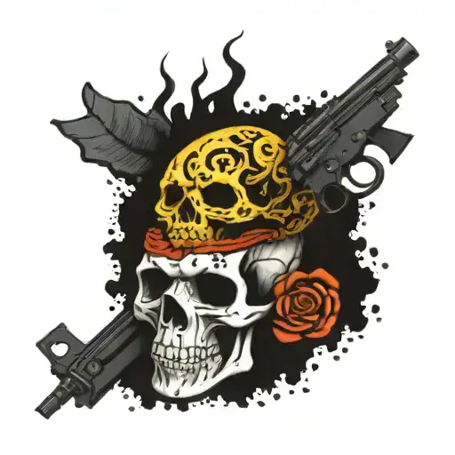 Gun Against Skull Adorned