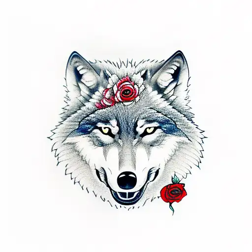 Wolf With Roses In Mouth Opposite Wolf With Hand In Mouth