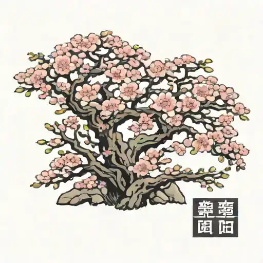 Pink Sakura Bush In A Japanese Style For The Bicep