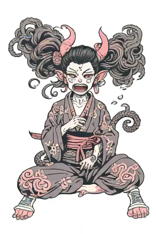 Pink Demon Girl Annoyed Anime