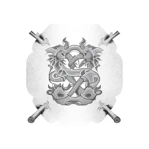 Chinese Pain Symbol And Support Symbol On The Side Of A Male Ribcage Vertically