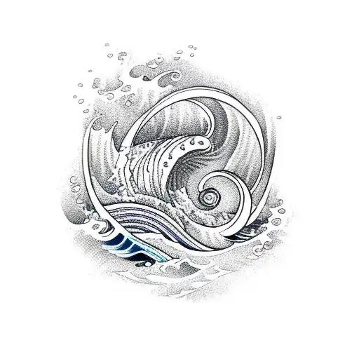 Ocean Wave With The Letter T