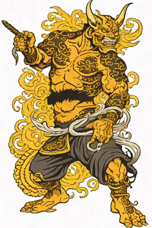 Samuri Vanquishing A Demon