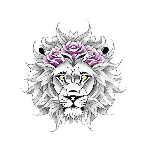 Half Lion And Half Roses