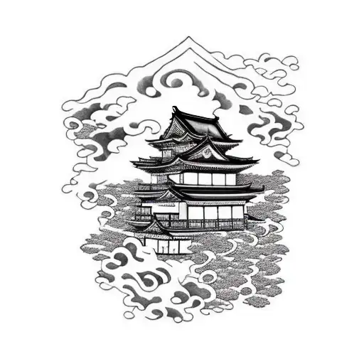 Burning Japanese Village With Samurai