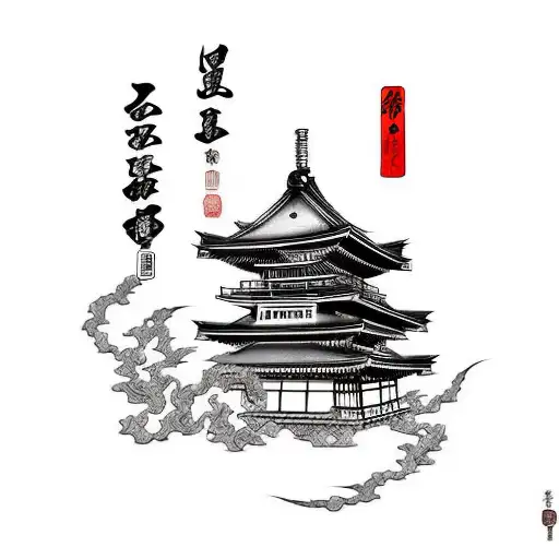 Burning Japanese Village With Samurai Mask