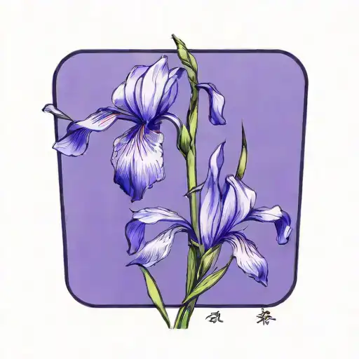 Single Wild Iris With Stem