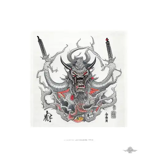 Long Vertical Demon Holding 2 Axes