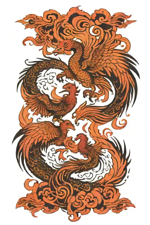 Double Headed Phoenix Rising From The Ashes