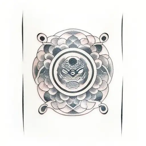 Black Circle Dark Tattoo Toward Bottom Of Design