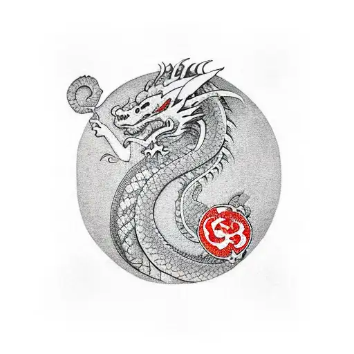 Dragon With Dollar Bills And Money