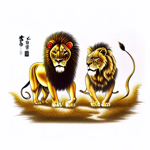 Standing Lion And Lioness