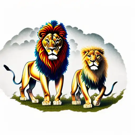 Standing Lion And Lioness