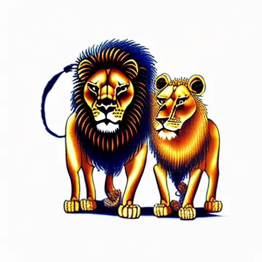 Standing Lion And Lioness