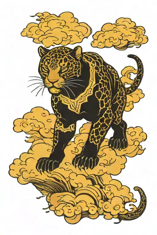 Black Panther Walking On Cloud Background