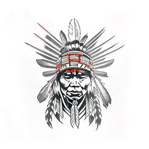 Native American With Bonfire