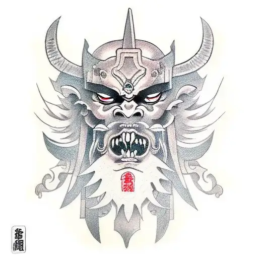 Sword Going Through Oni Mask