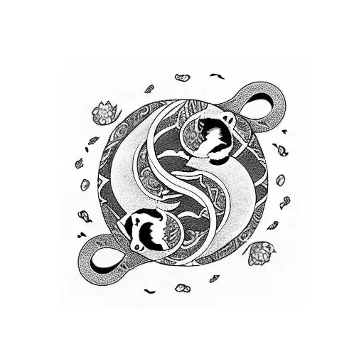 Cat And Otter As Ying And Yang