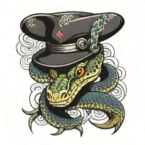 Python Snake With Hat Holding