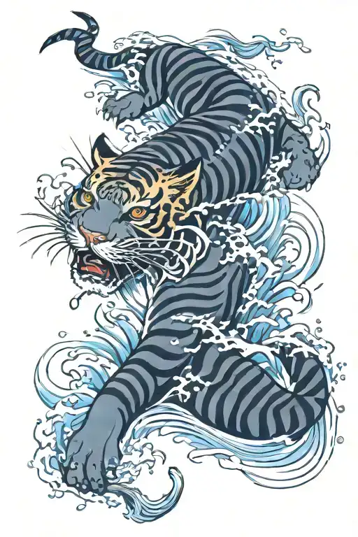 Water Tiger Surrounded