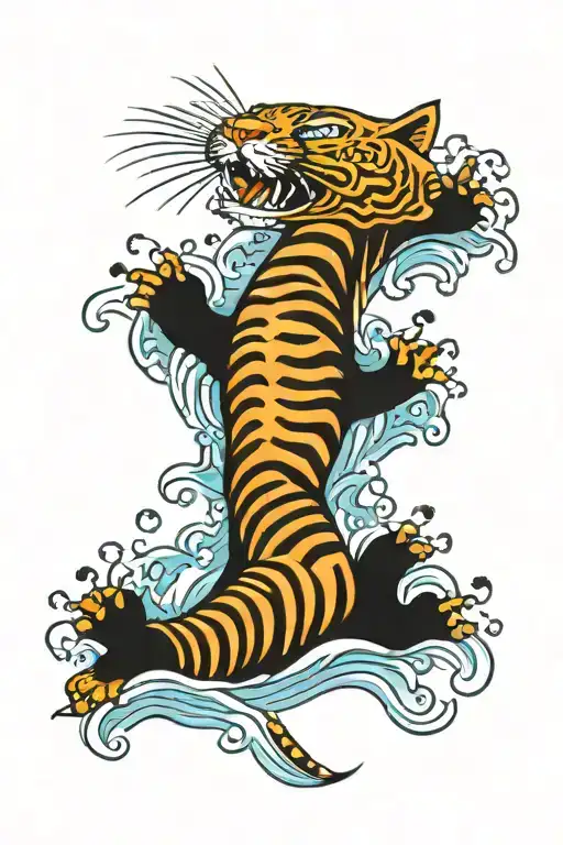 Water Tiger Surrounded